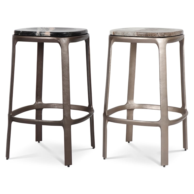Urbia Marbelle Alfie Marble Counter Stool in Black/Bronze Finish