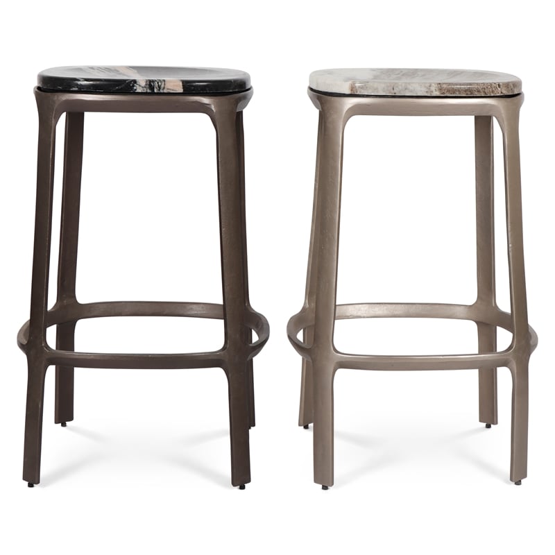Urbia Marbelle Alfie Marble Counter Stool in Black/Bronze Finish