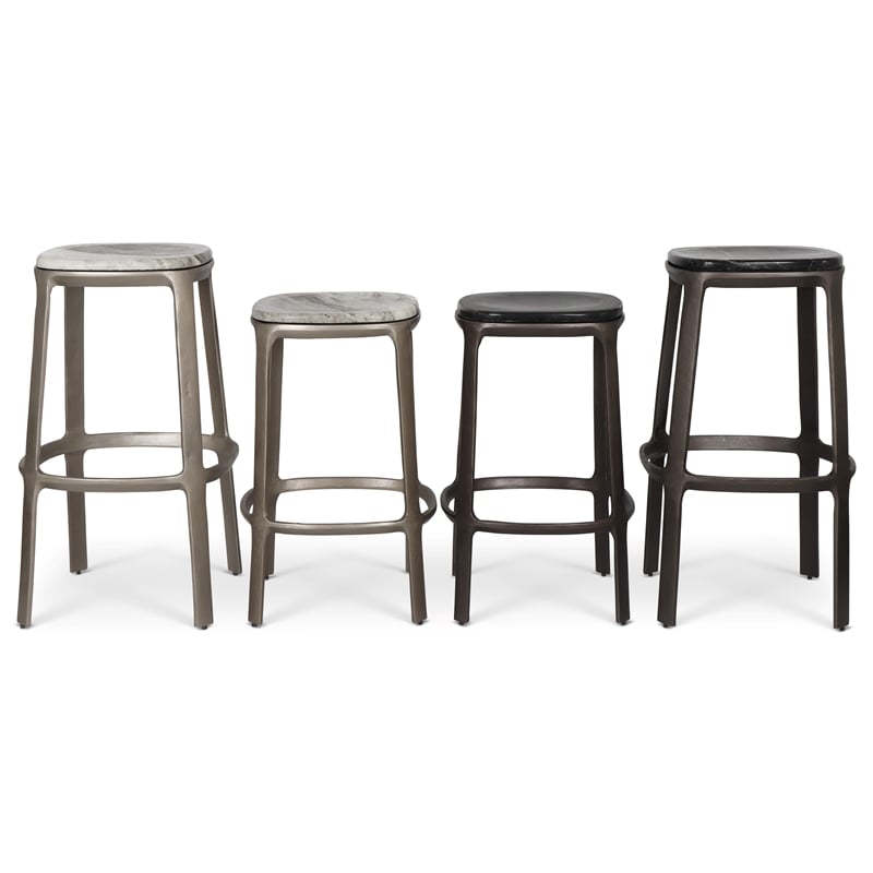 Urbia Marbelle Alfie Marble Counter Stool in Black/Bronze Finish