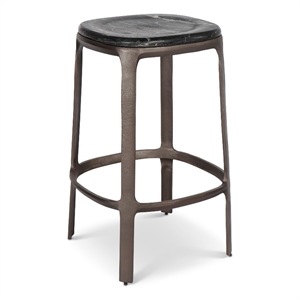 Urbia Marbelle Alfie Marble Counter Stool in Black/Bronze Finish