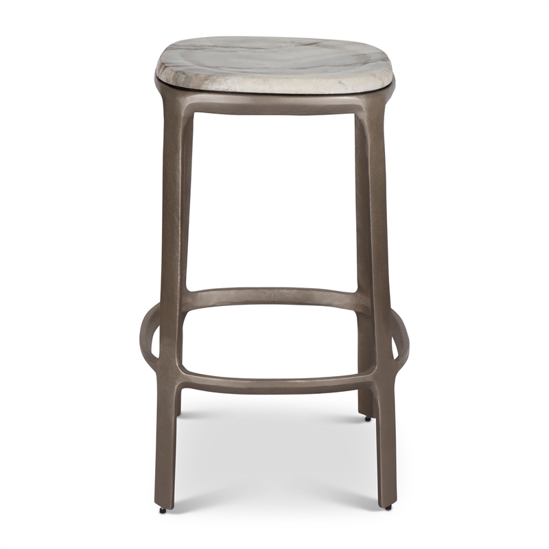 Urbia Marbelle Alfie Marble Counter Stool in Sand/Antique Nickel Finish