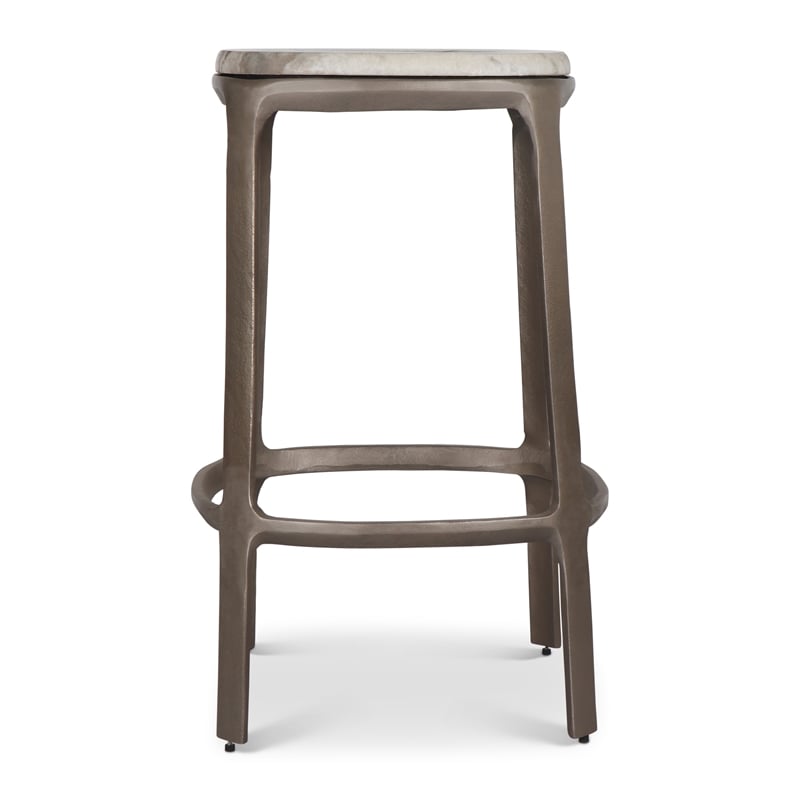 Urbia Marbelle Alfie Marble Counter Stool in Sand/Antique Nickel Finish