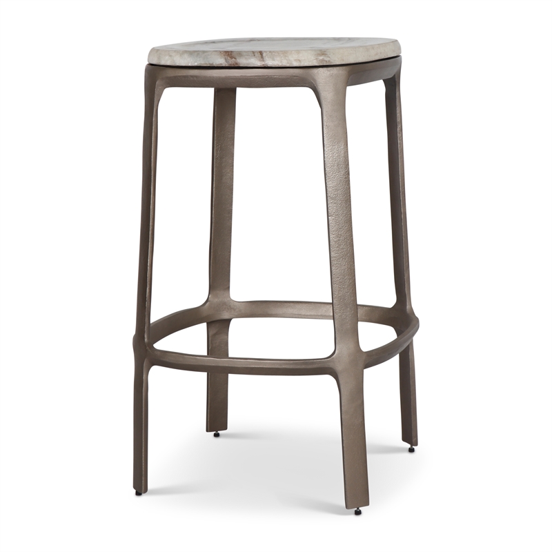 Urbia Marbelle Alfie Marble Counter Stool in Sand/Antique Nickel Finish