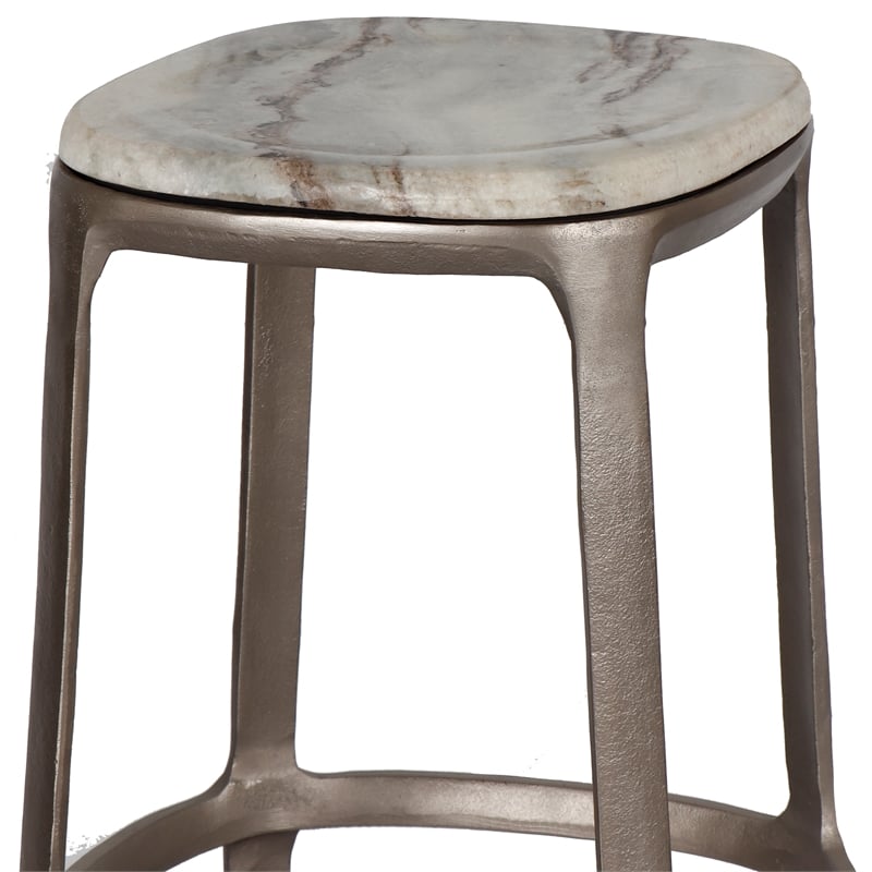Urbia Marbelle Alfie Marble Counter Stool in Sand/Antique Nickel Finish