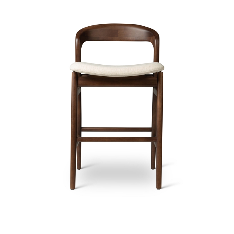 Urbia Modern Brazilian Velma Counter Stool in Medley Ivory Seat Nogal Frame