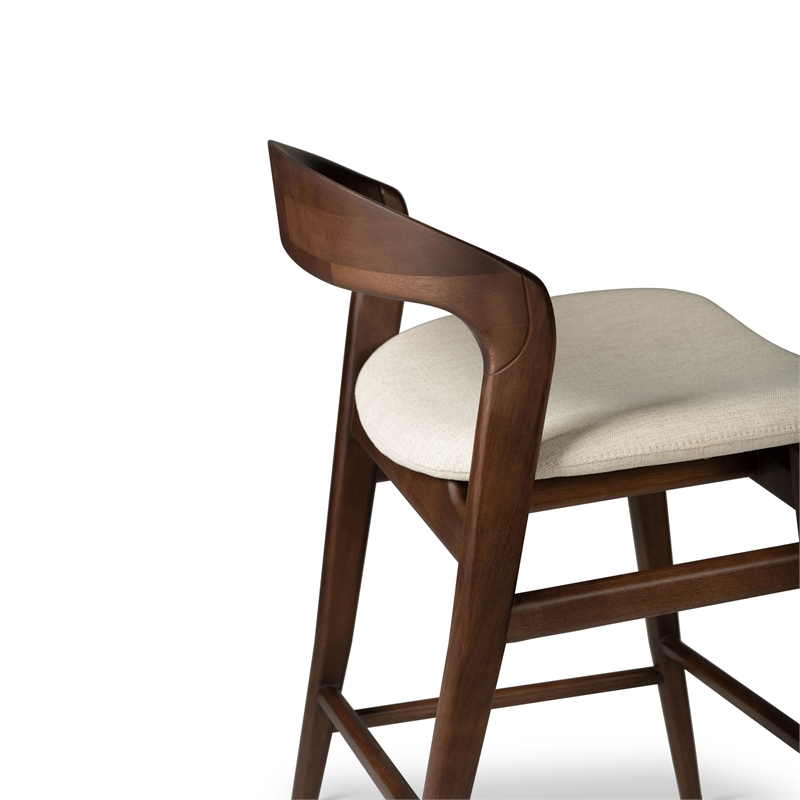 Urbia Modern Brazilian Velma Counter Stool in Medley Ivory Seat Nogal Frame