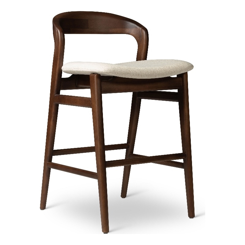 Urbia Modern Brazilian Velma Counter Stool in Medley Ivory Seat Nogal Frame