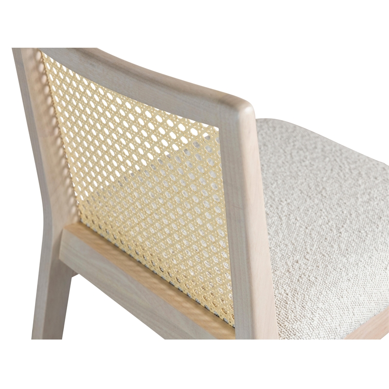 Urbia Modern Brazilian Nardia Cane Bar Stool in Boucle Glaze Seat Nevoa Frame