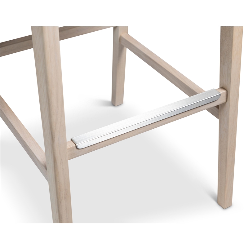 Urbia Modern Brazilian Nardia Cane Bar Stool in Boucle Glaze Seat Nevoa Frame