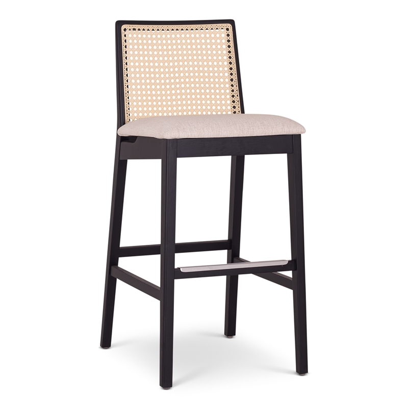 Urbia Modern Brazilian Nardia Cane Bar Stool in Medley Ivory Seat Ebano