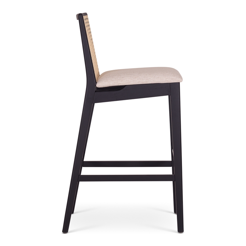 Urbia Modern Brazilian Nardia Cane Bar Stool in Medley Ivory Seat Ebano