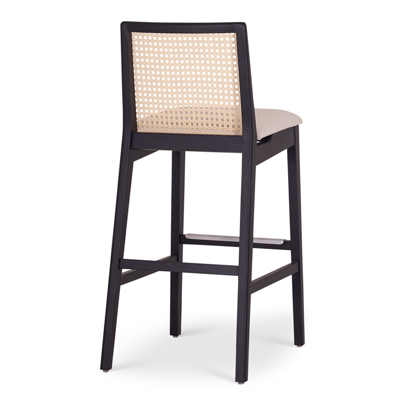 Urbia Modern Brazilian Nardia Cane Bar Stool in Medley Ivory Seat Ebano