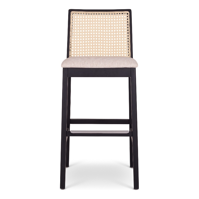 Urbia Modern Brazilian Nardia Cane Bar Stool in Medley Ivory Seat Ebano