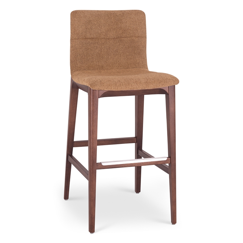 Urbia Modern Brazilian Godan Bar Stool in Jackpot Terracotta Seat Nogal Frame