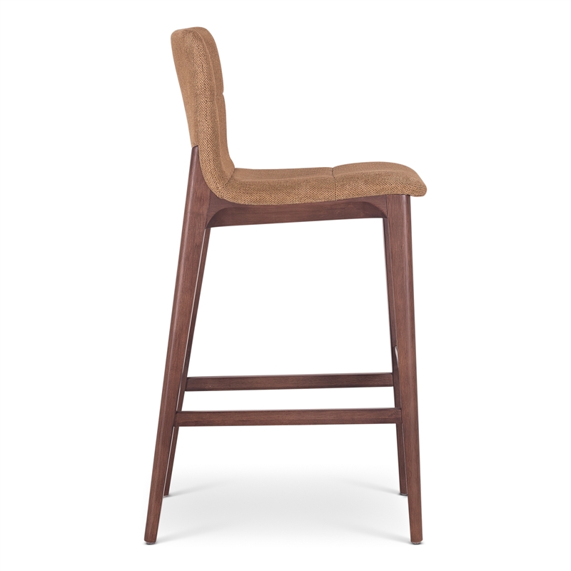 Urbia Modern Brazilian Godan Bar Stool in Jackpot Terracotta Seat Nogal Frame