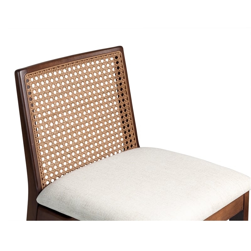 Urbia Modern Brazilian Nardia Cane Counter Stool in Medley Ivory Seat Nogal