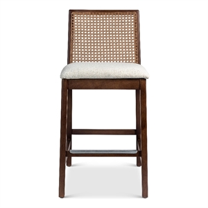 Urbia Modern Brazilian Nardia Cane Counter Stool in Medley Ivory Seat Nogal