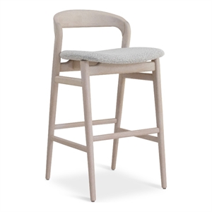 Urbia Modern Brazilian Velma Bar Stool in Boucle Crafted Glaze Seat Nevoa Frame
