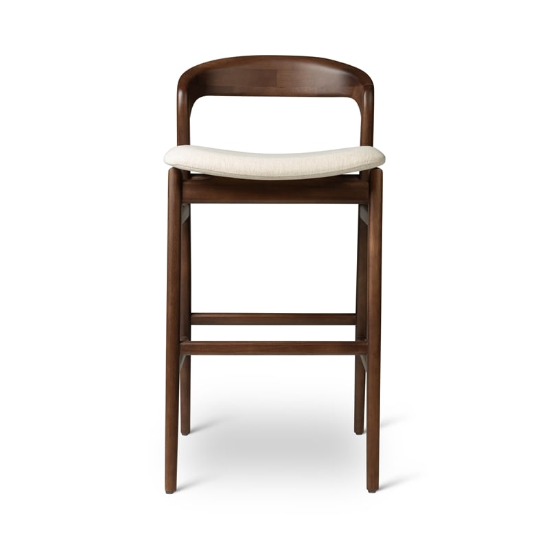 Urbia Modern Brazilian Velma Bar Stool in Medley Ivory Seat Nogal Frame