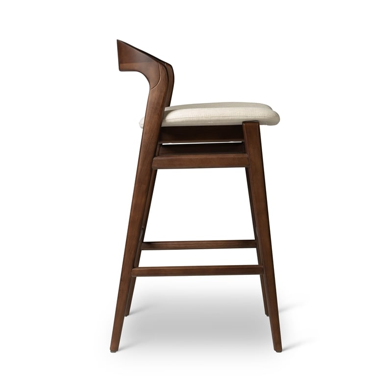 Urbia Modern Brazilian Velma Bar Stool in Medley Ivory Seat Nogal Frame