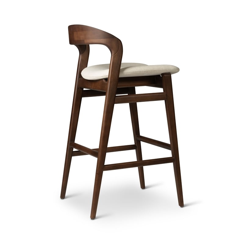 Urbia Modern Brazilian Velma Bar Stool in Medley Ivory Seat Nogal Frame