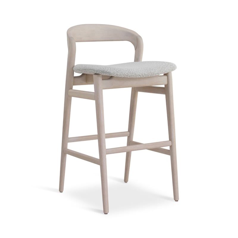 Urbia Modern Brazilian Velma Counter Stool in Boucle Glaze Seat Nevoa Frame