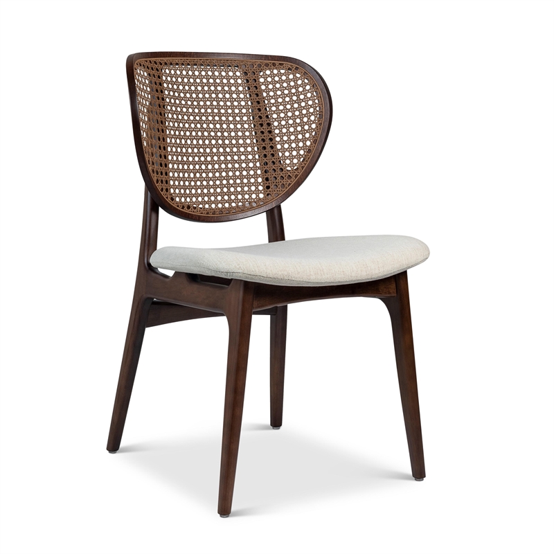 Urbia Modern Brazilian Joelma Cane Side Chair in Medley Ivory Seat Nogal