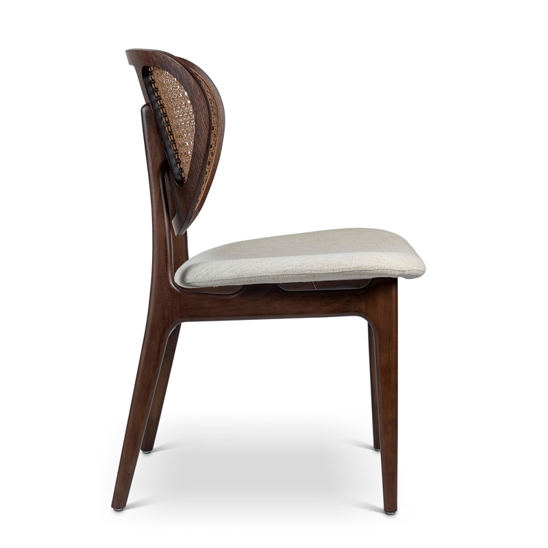 Urbia Modern Brazilian Joelma Cane Side Chair in Medley Ivory Seat Nogal