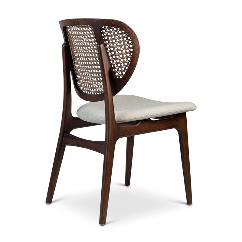 Urbia Modern Brazilian Joelma Cane Side Chair in Medley Ivory Seat Nogal