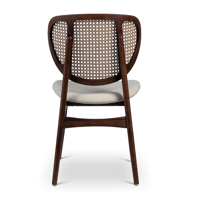 Urbia Modern Brazilian Joelma Cane Side Chair in Medley Ivory Seat Nogal