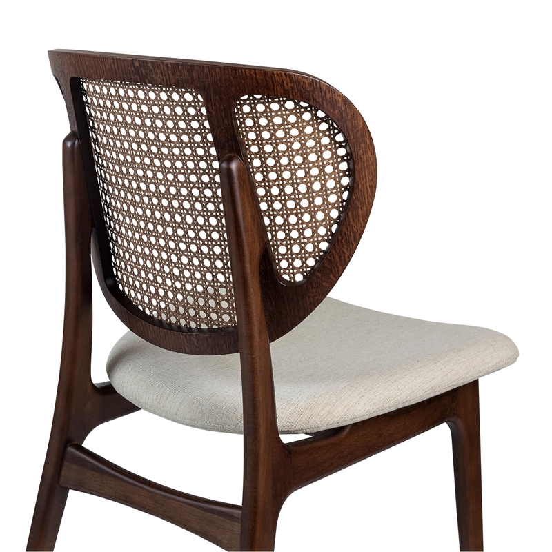 Urbia Modern Brazilian Joelma Cane Side Chair in Medley Ivory Seat Nogal