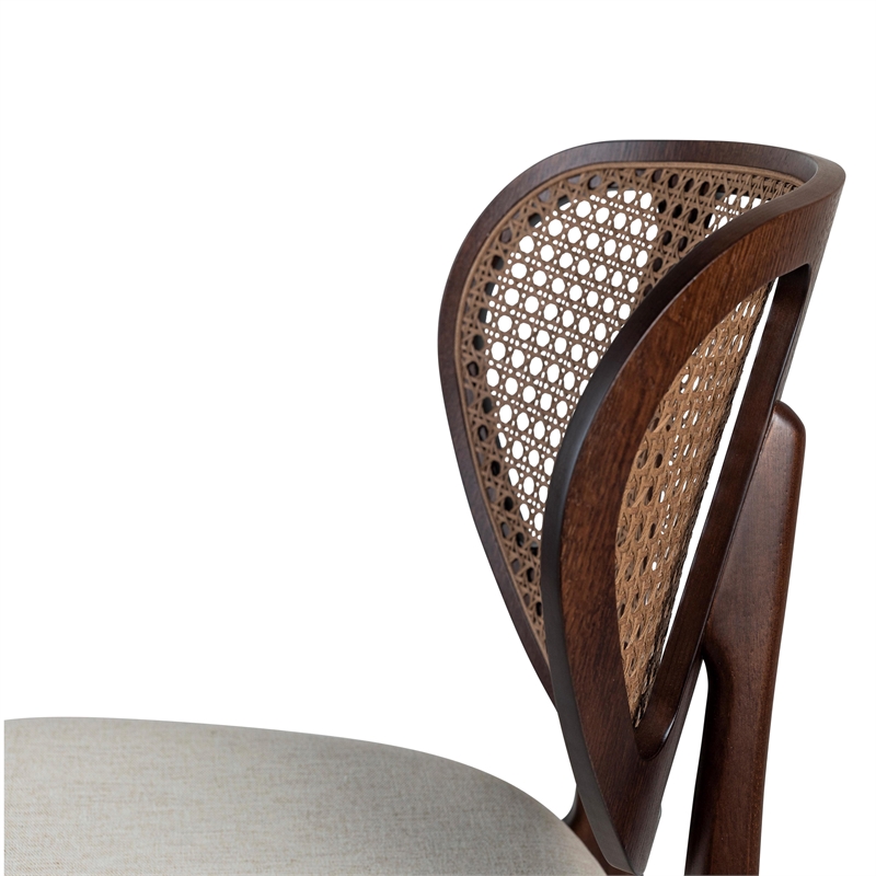Urbia Modern Brazilian Joelma Cane Side Chair in Medley Ivory Seat Nogal