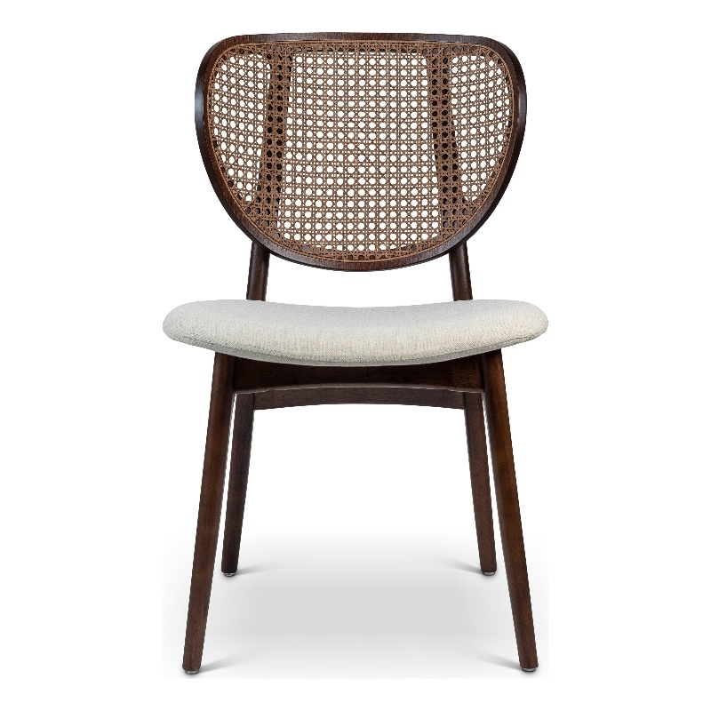 Urbia Modern Brazilian Joelma Cane Side Chair in Medley Ivory Seat Nogal