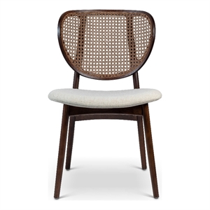 Urbia Modern Brazilian Joelma Cane Side Chair in Medley Ivory Seat Nogal