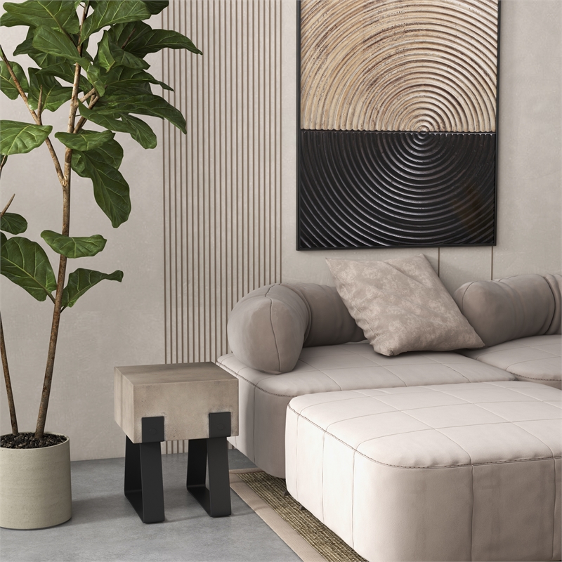 Urbia Mixx Industrial Stool in Black Legs Dark Gray Seat