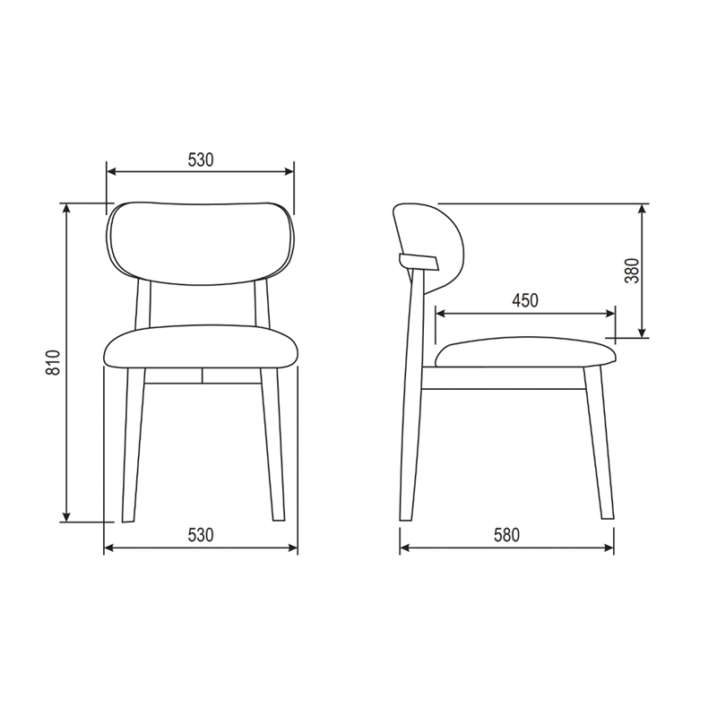 Urbia Modern Brazilian Lucia Side Chair in Harvest Natural Upholstery Nogal
