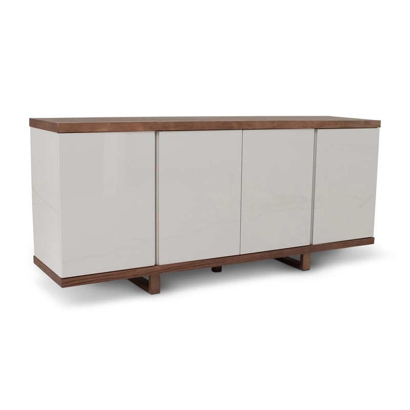 Urbia Modern Brazilian Copany Buffet in Nogal Frame Off White Doors