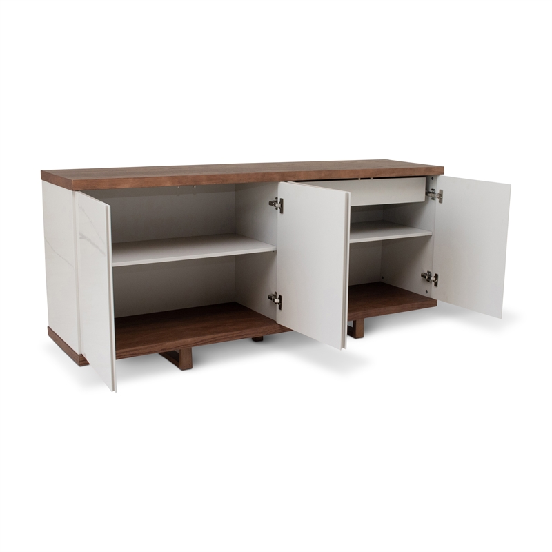 Urbia Modern Brazilian Copany Buffet in Nogal Frame Off White Doors