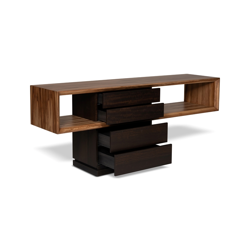 Urbia IE Series Mensa Console in Smoked Eucalyptus Top Redgum Base