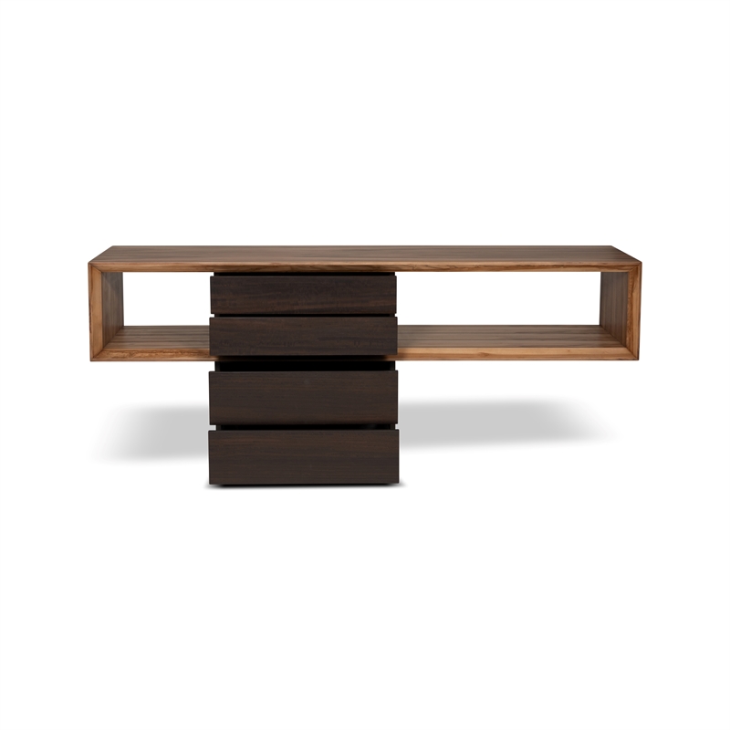 Urbia IE Series Mensa Console in Smoked Eucalyptus Top Redgum Base