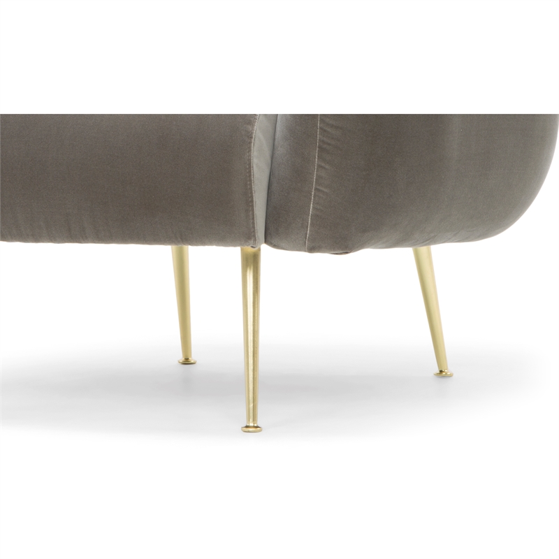 Urbia Metro Channeled Accent Chair in Brass Legs Mouse Gray Upholstery