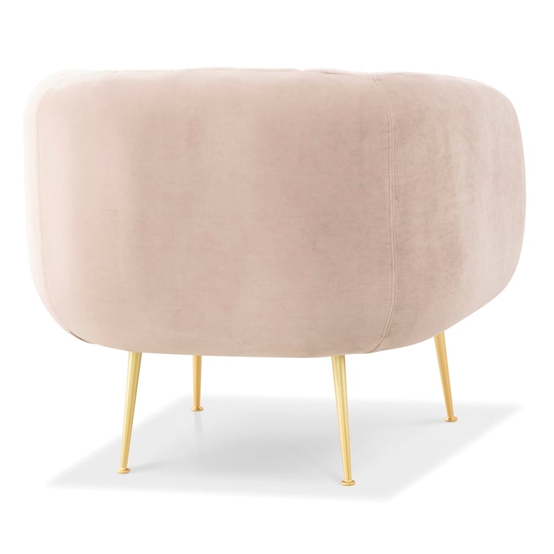 Urbia Metro Channeled Accent Chair in Brass Legs Rosa Pink Upholstery