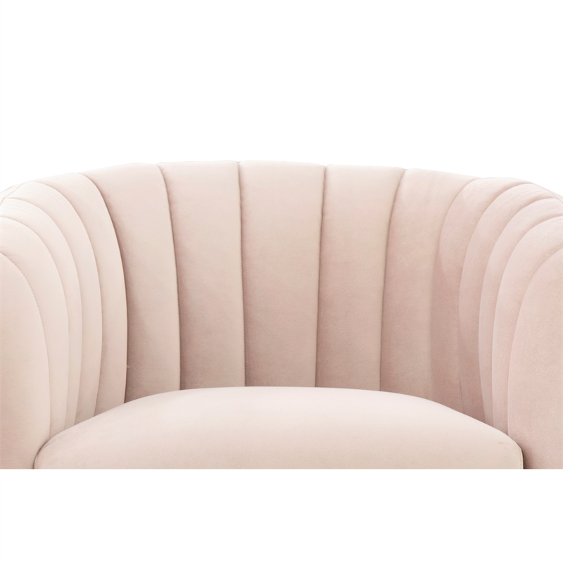 Urbia Metro Channeled Accent Chair in Brass Legs Rosa Pink Upholstery