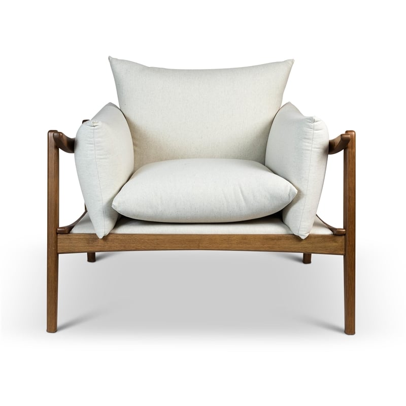 Urbia Modern Brazilian Hara Accent Chair in Natural Upholstery Pecan Frame