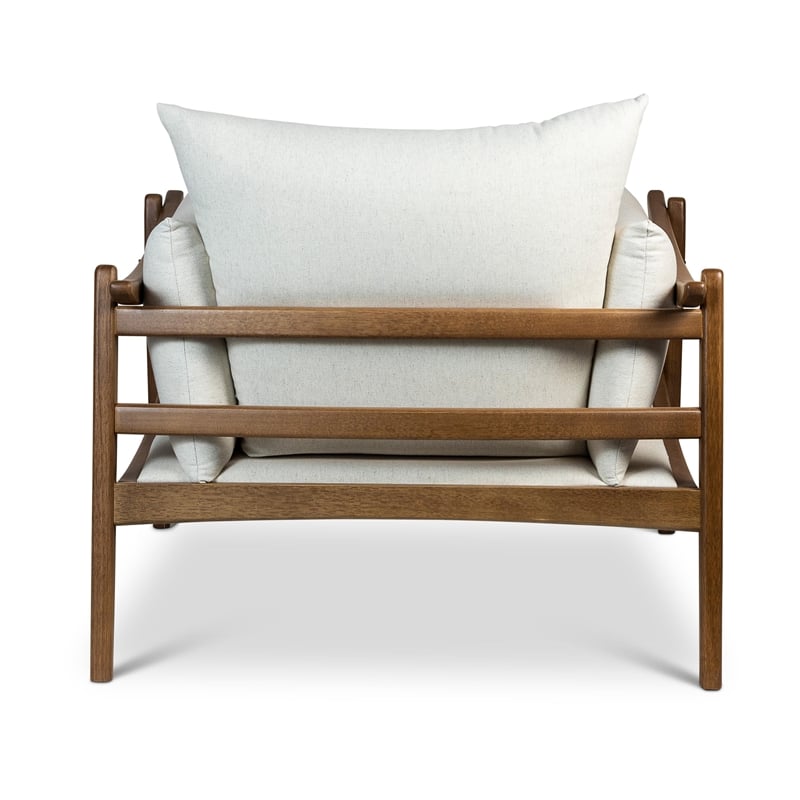 Urbia Modern Brazilian Hara Accent Chair in Natural Upholstery Pecan Frame