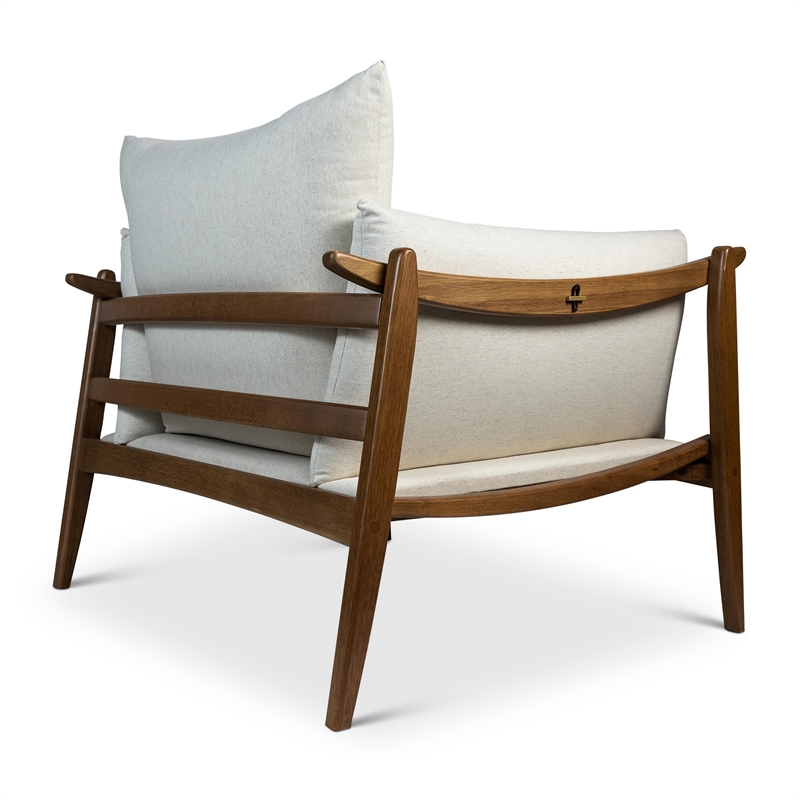 Urbia Modern Brazilian Hara Accent Chair in Natural Upholstery Pecan Frame