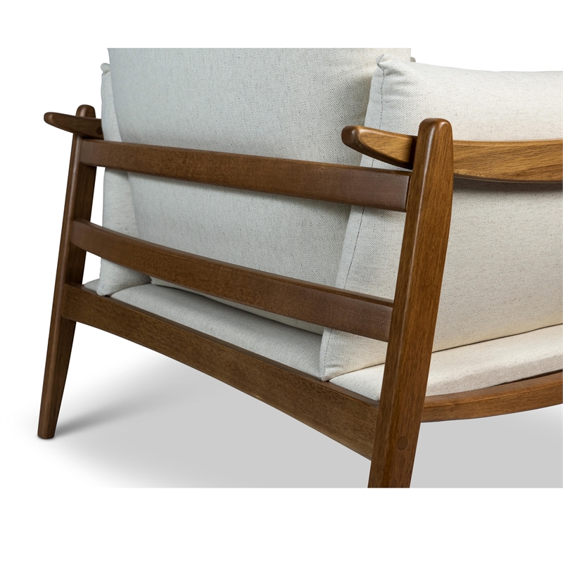 Urbia Modern Brazilian Hara Accent Chair in Natural Upholstery Pecan Frame