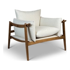 Urbia Modern Brazilian Hara Accent Chair in Natural Upholstery Pecan Frame