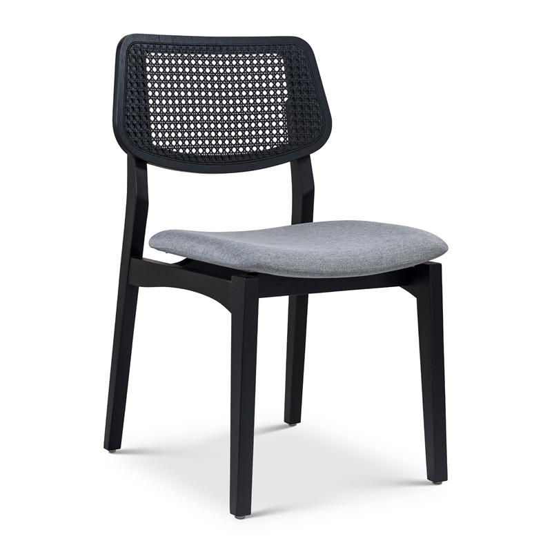 Urbia Modern Brazilian Beth Cane Side Chair in Essence Grey Seat Ebano