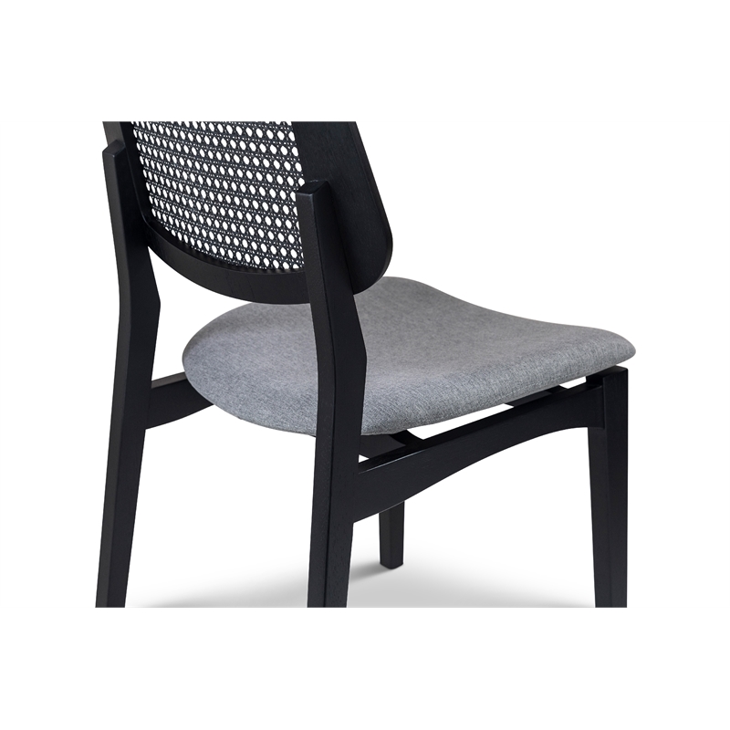 Urbia Modern Brazilian Beth Cane Side Chair in Essence Grey Seat Ebano